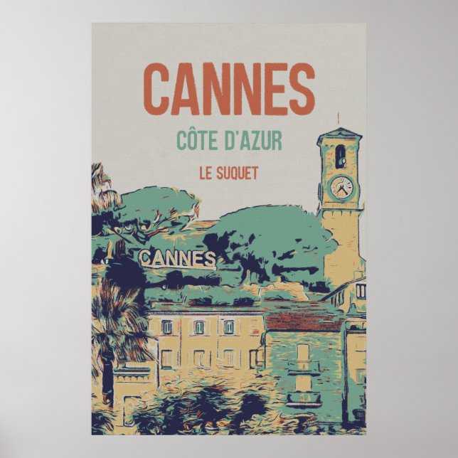 Cannes Côte d'Azur Le Suquet illustration France P Poster (Front)