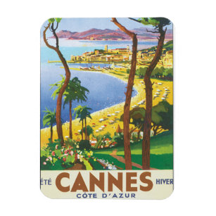 Cannes Cote D'Azur Vintage Travel Poster Magnet