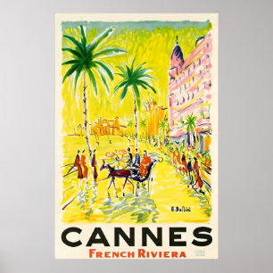 Cannes Cotes d'Azur South of France Vintage Travel Poster