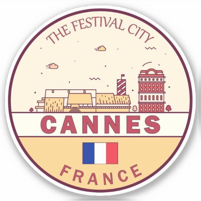 Cannes France City Skyline Emblem (Front)