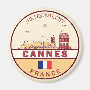 Cannes France City Skyline Emblem Magnet