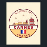 Cannes France City Skyline Emblem Poster<br><div class="desc">Cannes minimalist,  colourful art design featuring monuments and landmarks of the city in France.</div>