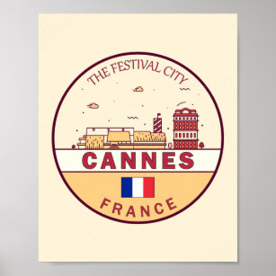 Cannes France City Skyline Emblem Poster