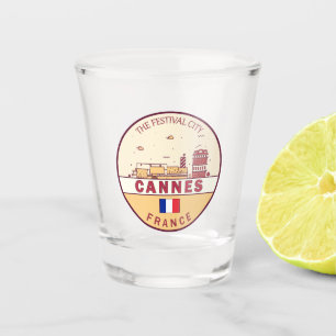 Cannes France City Skyline Emblem Shot Glass