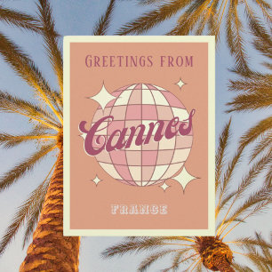 Cannes France Retro Vintage Party Postcard