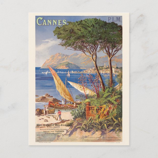 Cannes France Vintage Poster 1900 Postcard (Front)