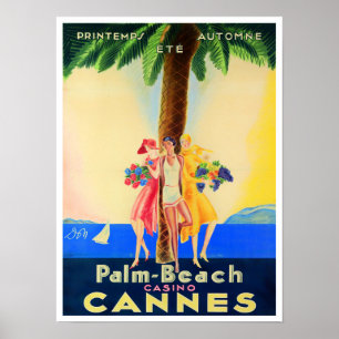 Cannes France vintage travel Poster