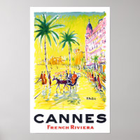 Cannes France vintage travel Poster