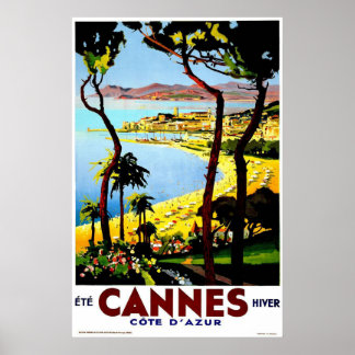 Cannes, France Vintage Travel Poster
