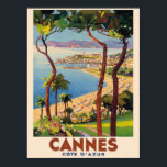 Cannes-French Riviera Vintage Travel Poser Poster<br><div class="desc">Stunning coastline landscape of Cannes-French Riviera,  a reproduction print from original ca 1938.</div>