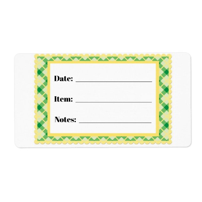 Canning and Food Storage Labels Yellow Green Frame (Front)