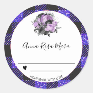 *~* Canning AP30 Grape Buffalo Gingham Homemade Classic Round Sticker