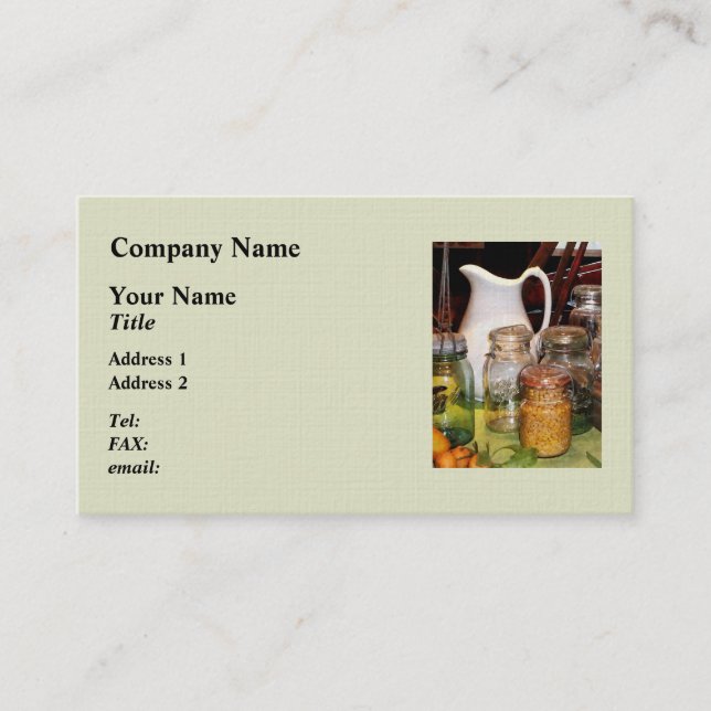 Canning Jar With Corn Business Card (Front)