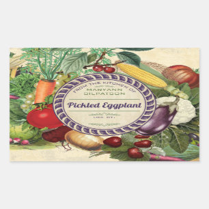 Canning vegetable personalised from the kitchen of rectangular sticker