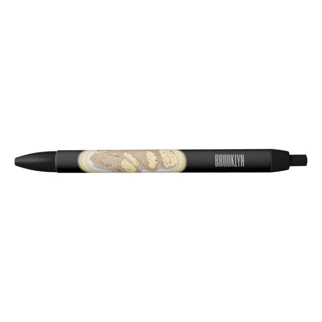 Cannoli cartoon illustration black ink pen (Front)