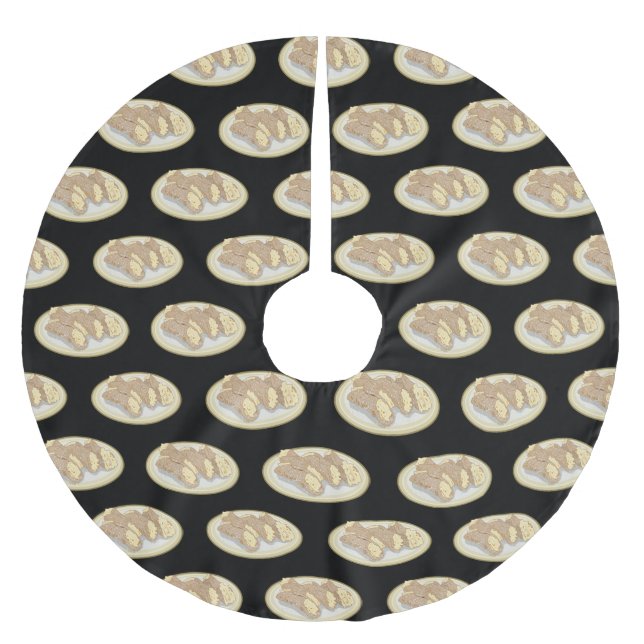 Cannoli cartoon illustration brushed polyester tree skirt (Front)