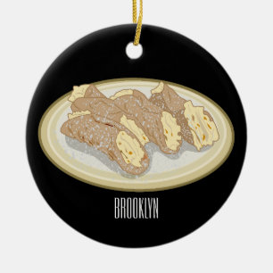 Cannoli cartoon illustration  ceramic tree decoration