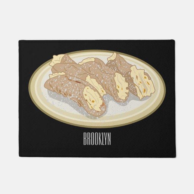 Cannoli cartoon illustration doormat (Front)