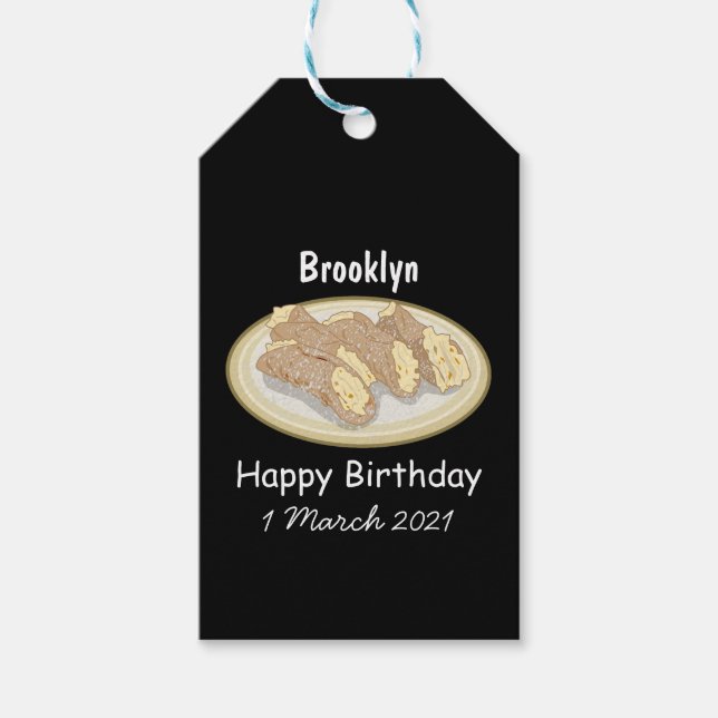 Cannoli cartoon illustration  gift tags (Front)