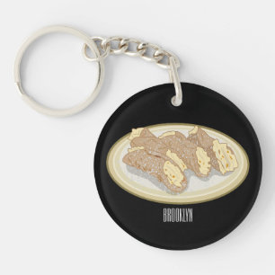 Cannoli cartoon illustration key ring