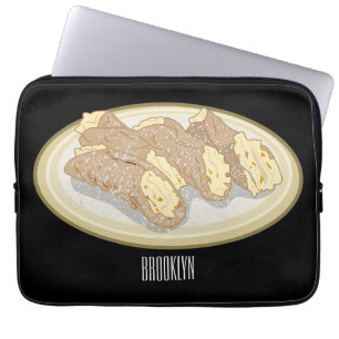 Cannoli cartoon illustration laptop sleeve
