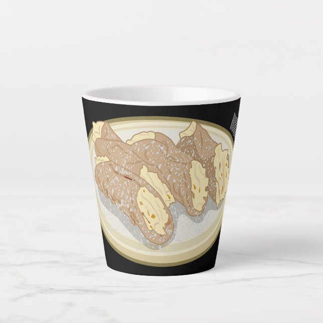 Cannoli cartoon illustration  latte mug (Front)