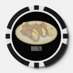 Cannoli cartoon illustration poker chips