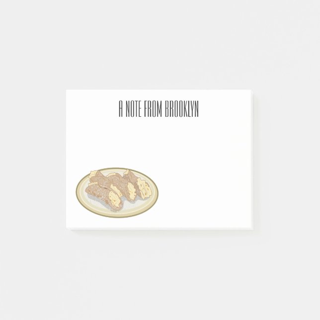 Cannoli cartoon illustration  post-it notes (Front)