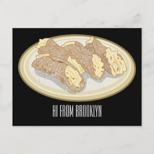 Cannoli cartoon illustration postcard