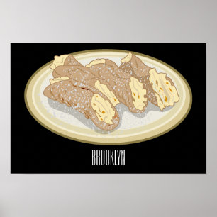 Cannoli cartoon illustration poster