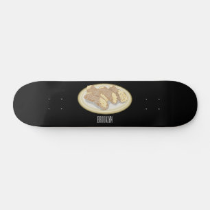 Cannoli cartoon illustration skateboard