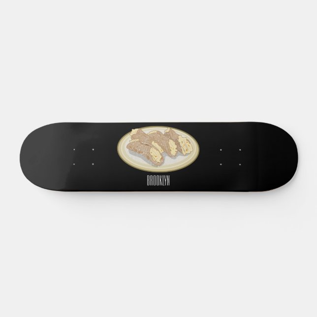Cannoli cartoon illustration skateboard (Horz)
