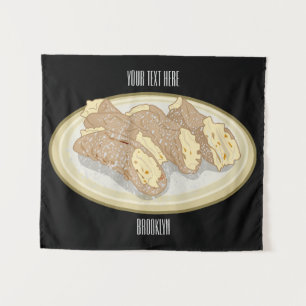 Cannoli cartoon illustration tapestry