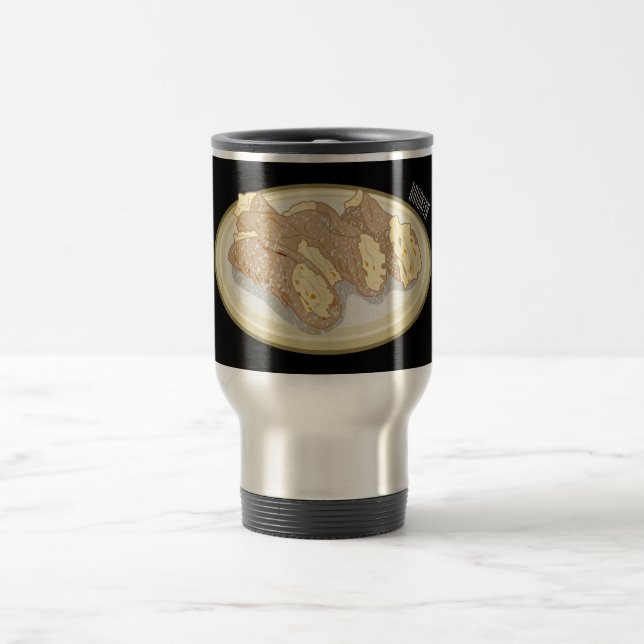 Cannoli cartoon illustration  travel mug (Center)