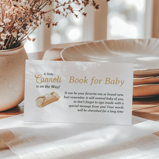 Cannoli Neutral Beige Italian Book For Baby Shower Enclosure Card (Creator Uploaded)
