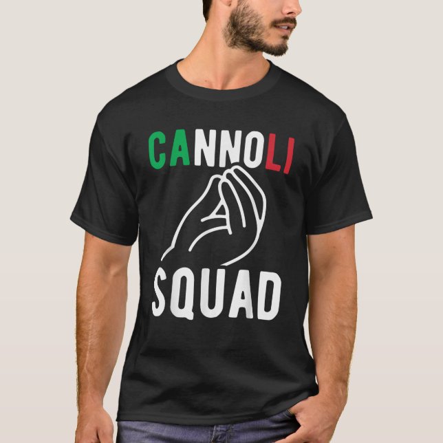 Cannoli Squad Italian Saying Italia Italy Flag Fun T-Shirt (Front)