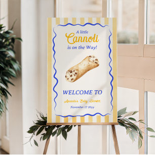 Cannoli Yellow Blue Italian Baby Shower Welcome Poster