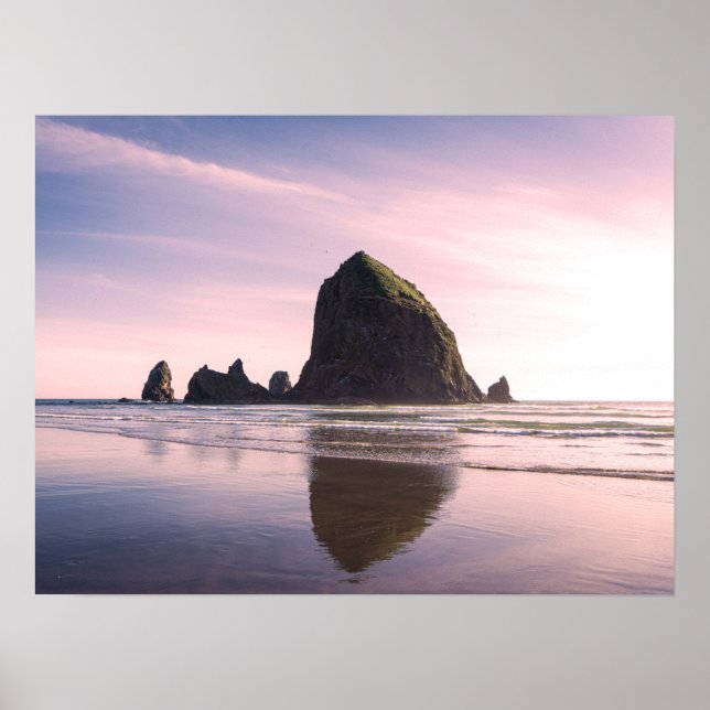 Cannon Beach and Haystack Rock Sunset Photography Poster (Front)