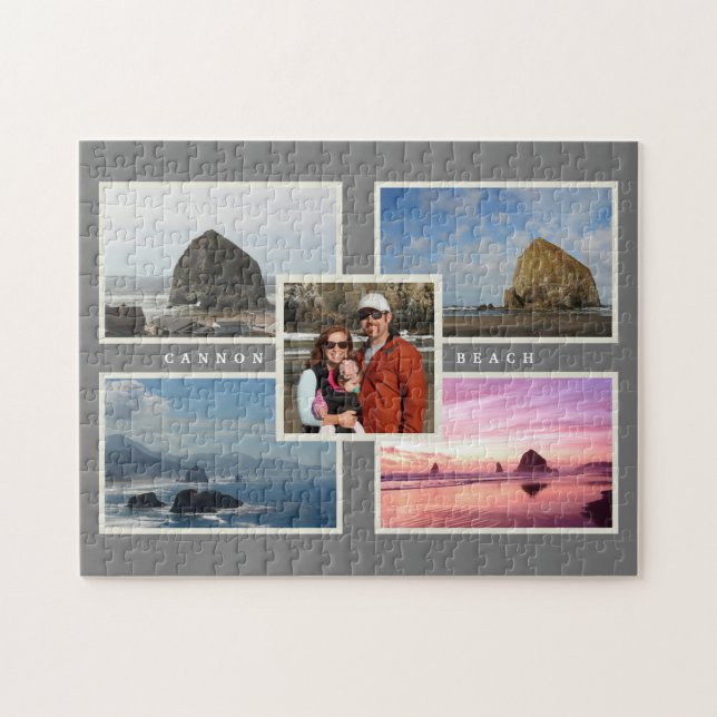 Cannon Beach Custom Family Photo Oregon Jigsaw Puz Puzzle (Horizontal)