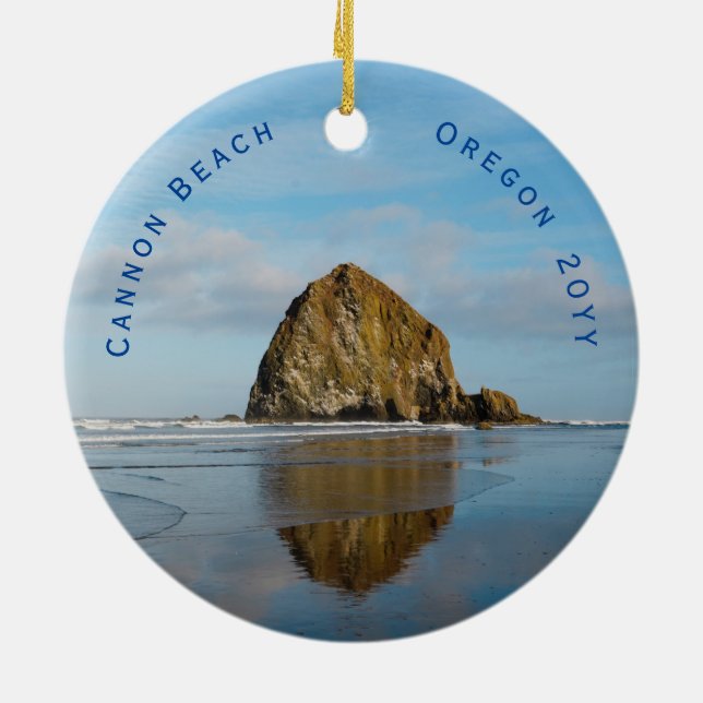 Cannon Beach Dated Christmas Ceramic Tree Decoration (Back)