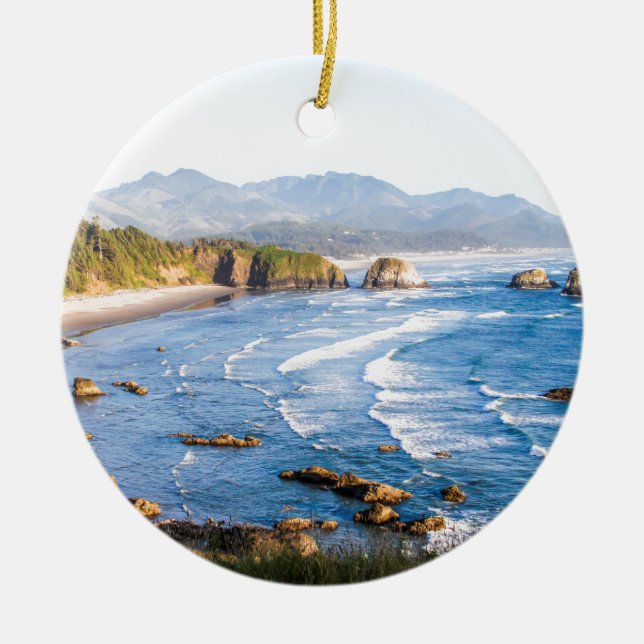 Cannon Beach Oregon Ceramic Tree Decoration (Front)