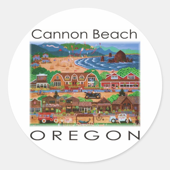 Cannon Beach ~ Oregon Classic Round Sticker (Front)