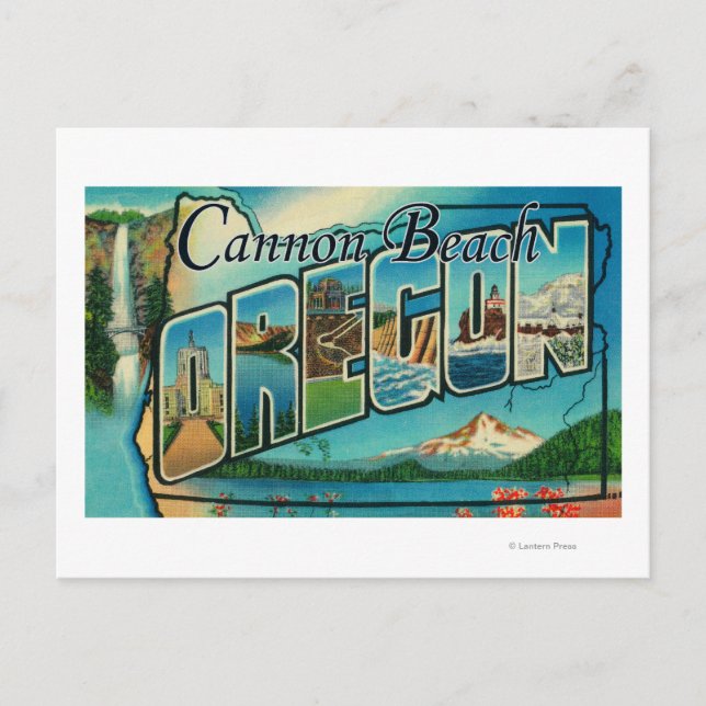 Cannon Beach, Oregon - Large Letter Scenes Postcard (Front)