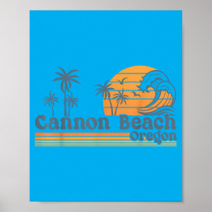 Cannon Beach Oregon Retro Sunset Summer Vacation Poster