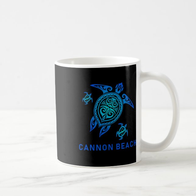 Cannon Beach Oregon Sea Blue Tribal Turtle  Coffee Mug (Right)