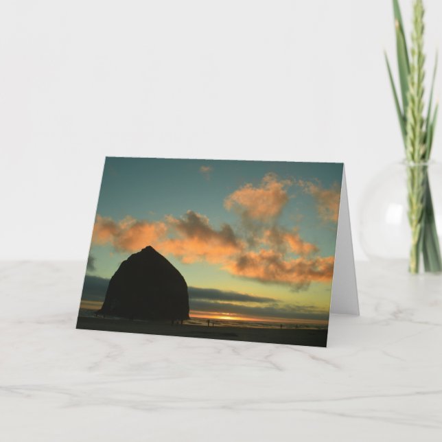 Cannon Beach Oregon Sunset, Folded Greeting Card (Front)