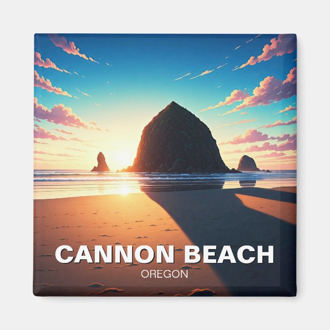 Cannon Beach Oregon sunset Magnet (Front)