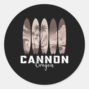Cannon Beach Oregon Surfboard Men Women Surfing Classic Round Sticker