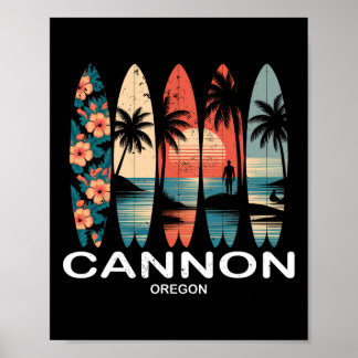Cannon Beach Oregon Surfboard Surfing Retro  Poster