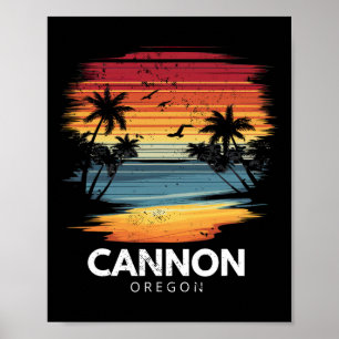 Cannon Beach Oregon Surfboard Surfing Vintage Poster